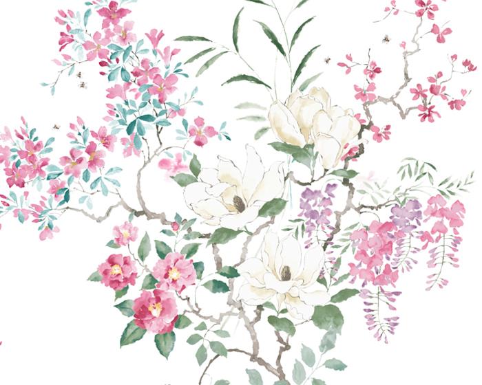 Sanderson Magnolia & Blossom Panel B Blossom/Leaf 216306 Wallpaper