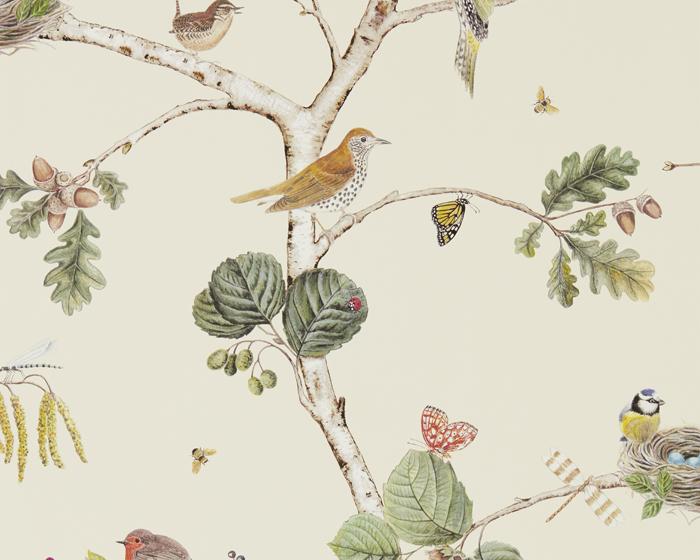 Sanderson Woodland Chorus Cream/Multi 215703 Wallpaper