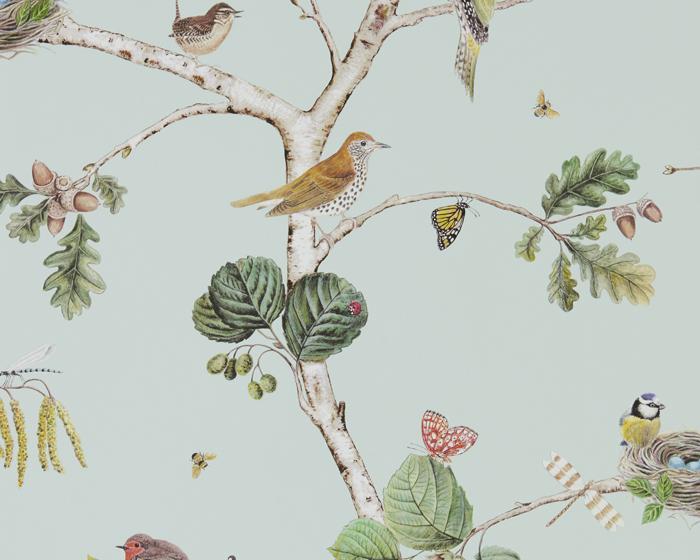 Sanderson Woodland Chorus Sky Blue/Multi 215706 Wallpaper