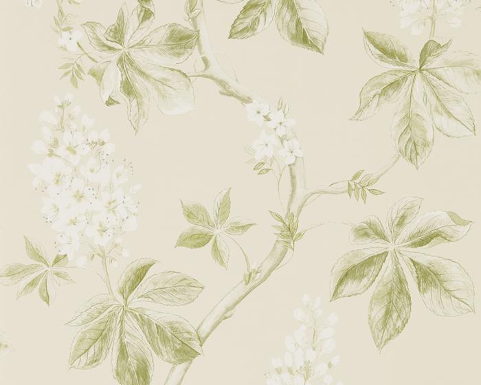 Sanderson Chestnut Tree Lemon/Lettuce 215707 Wallpaper