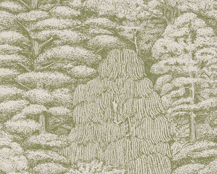 Sanderson Woodland Toile Cream/Green 215720 Wallpaper