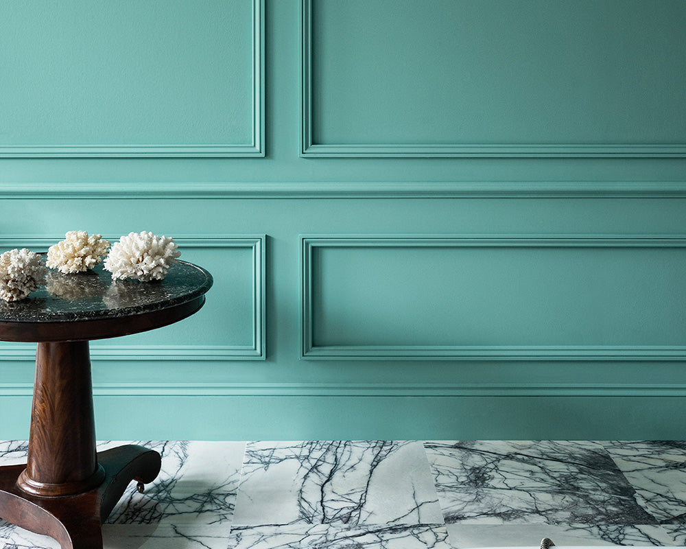 Paint & Paper Library Deep Water Green on panelling
