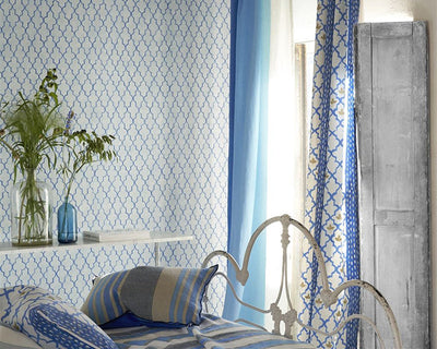 Designers Guild Pergola Trellis - Cobalt Wallpaper in Room