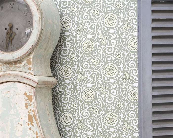 Designers Guild Shaqui - Vintage Green Wallpaper in Room