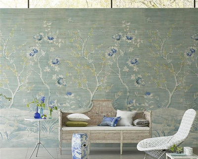 Designers Guild Manohari Grasscloth Delft Wallpaper PDG1145/02in Room