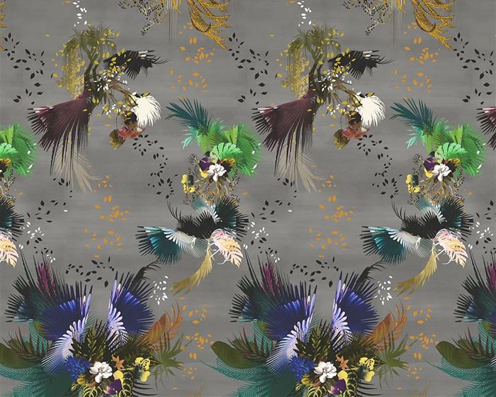 Designers Guild Oiseau Fleur Graphite by Christian Lacroix Wallpaper PCL7031/02