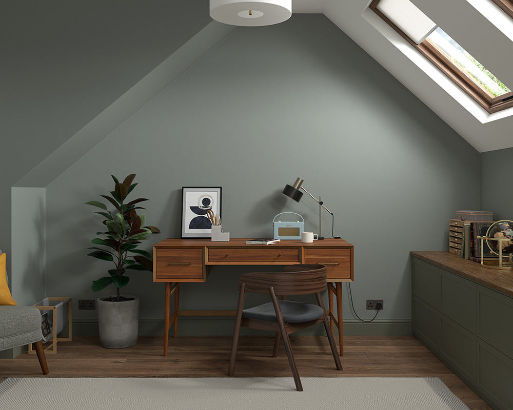 Dulux Heritage Waxed Khaki Paint in Home Office