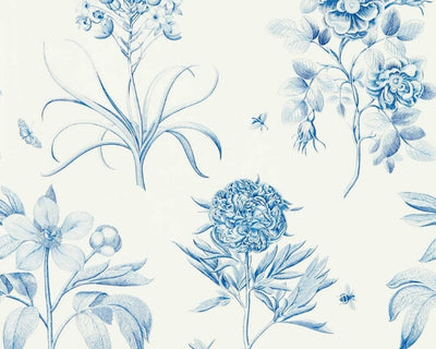 Sanderson Etchings and Roses Wallpaper