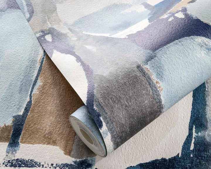 Clarke & Clarke Figura Wallpaper in Denim and Linen