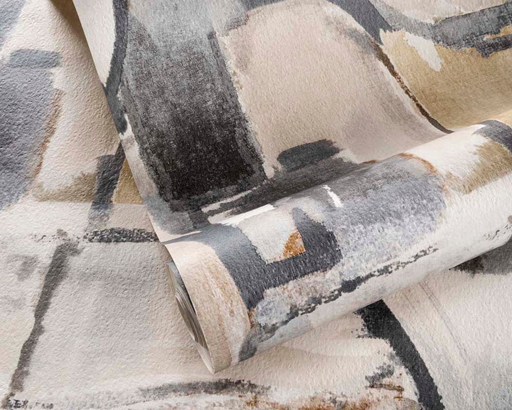 Clarke & Clarke Figura Wallpaper in Linen and Charcoal