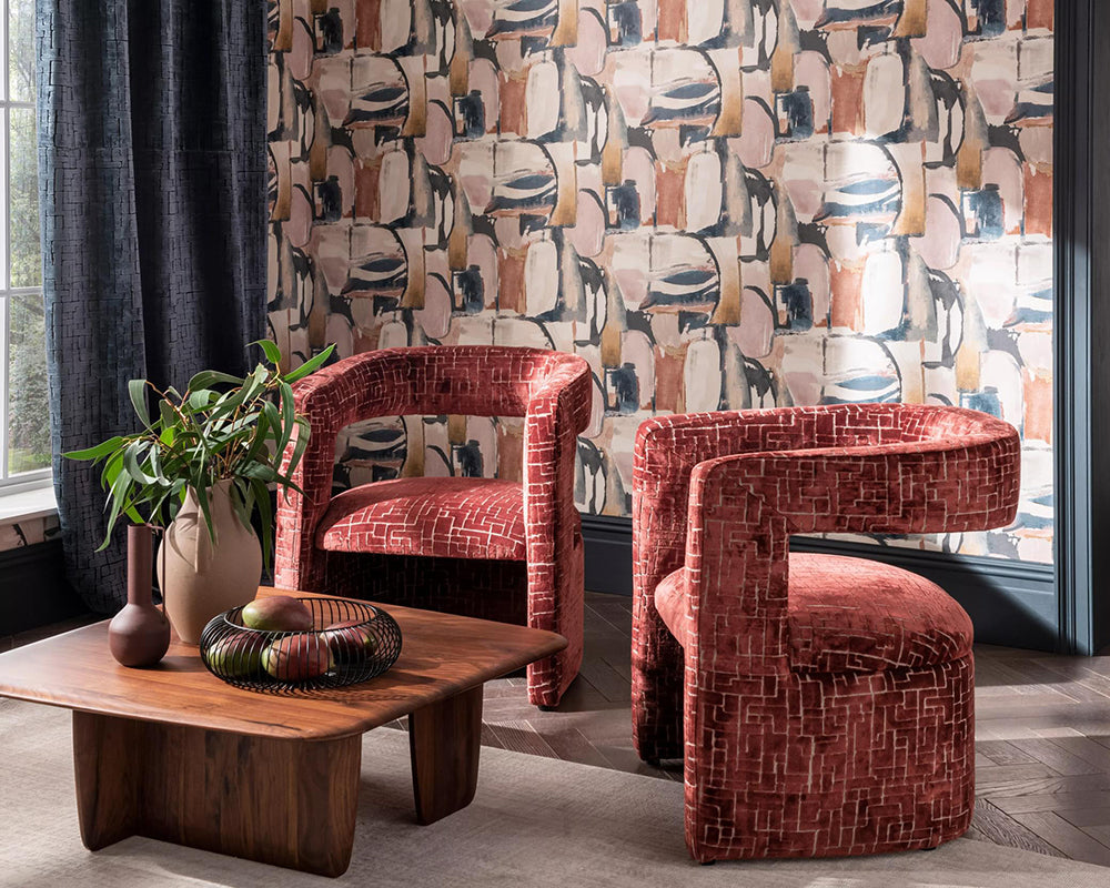 Clarke & Clarke Figura Wallpaper in a modern living space
