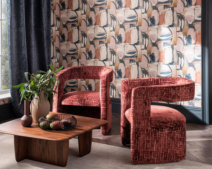 Clarke & Clarke Figura Wallpaper in a modern living space