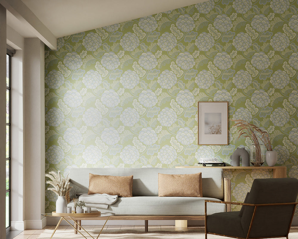 Harlequin Flourish Wallpaper in a living room