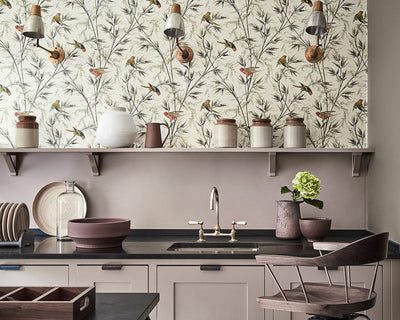 Little Greene Great Ormond Street Wallpaper in Signature in a kitchen space