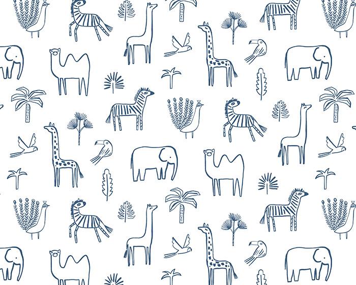 Harlequin Funky Jungle Navy 112630 Wallpaper