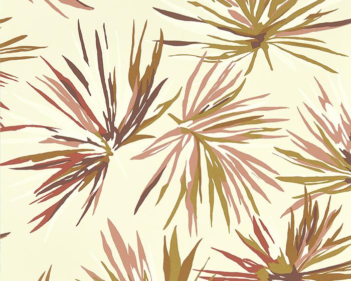 Harlequin Aucuba Gold Rosewood Parchment Wallpaper 112745