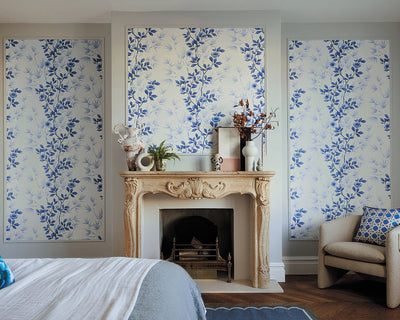 Harlequin Lady Alford Wallpaper on a bedroom wall