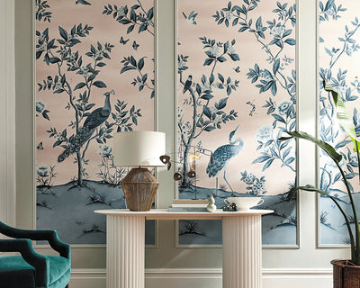 Harlequin Florence Wallpaper on a bedroom wall