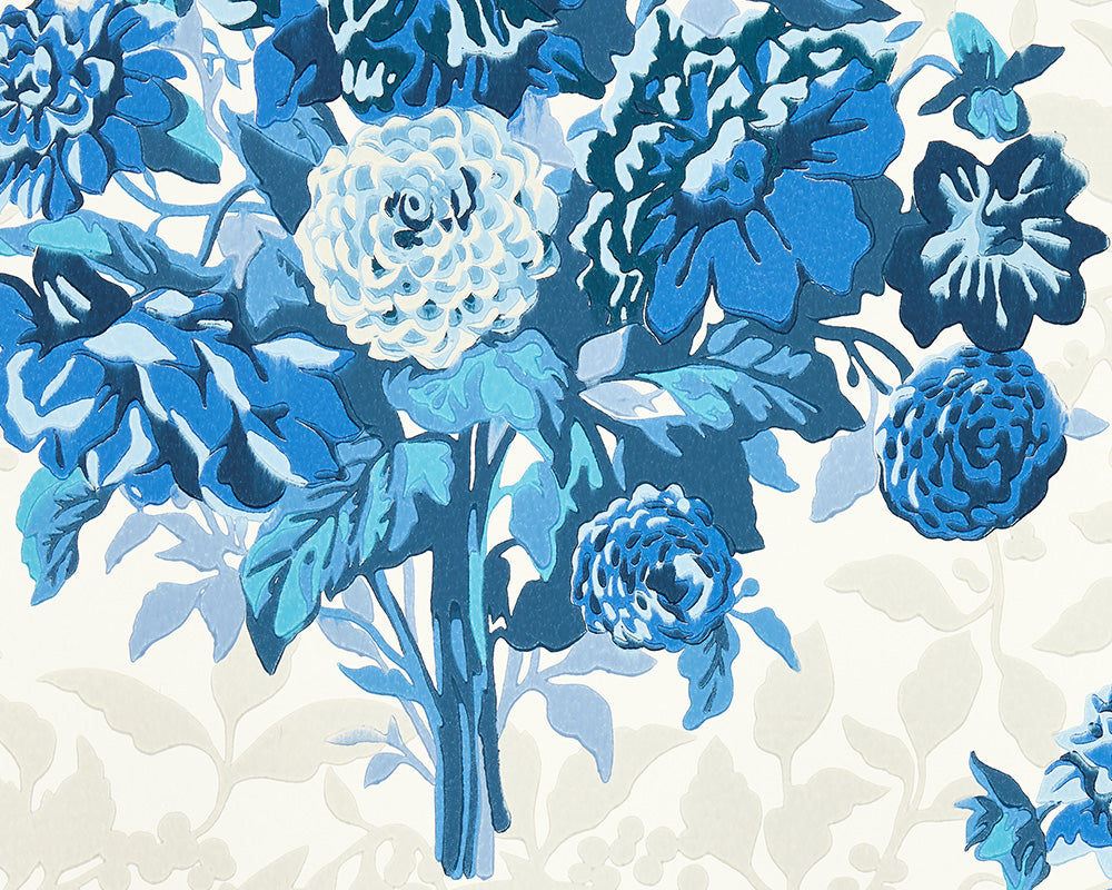 Harlequin Dahlia Bunch Wallpaper in Lapis