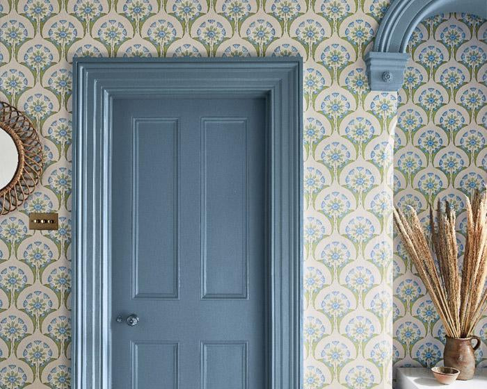 Little Greene Hencroft Blue Primula 0293ASISLAN Wallpaper