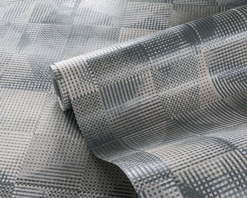 Clarke & Clarke Impatto Wallpaper in Charcoal and Linen