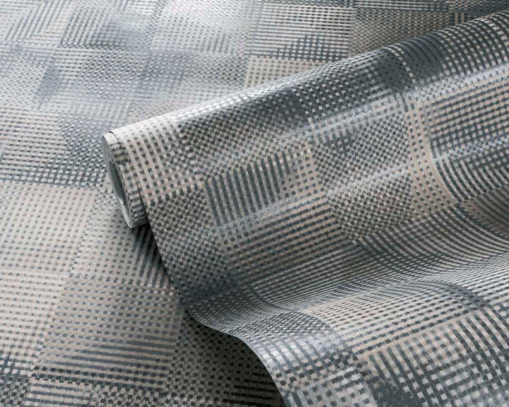 Clarke & Clarke Impatto Wallpaper in Charcoal and Linen