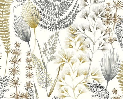 OHPOPSI Summer Ferns Grey Mustard Wallpaper JRD50105W
