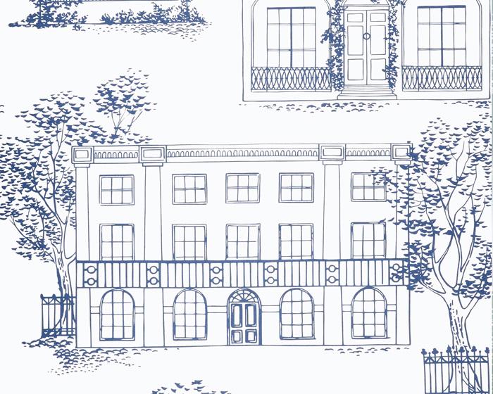 Little Greene Hampstead Mid Blue 0290HAMIDBL Wallpaper