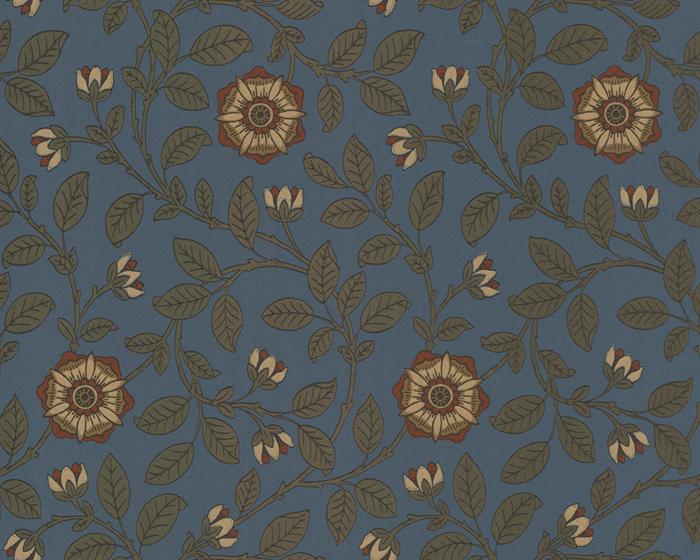 Little Greene Richmond Green Revival Blue 0251RGDORCA Wallpaper