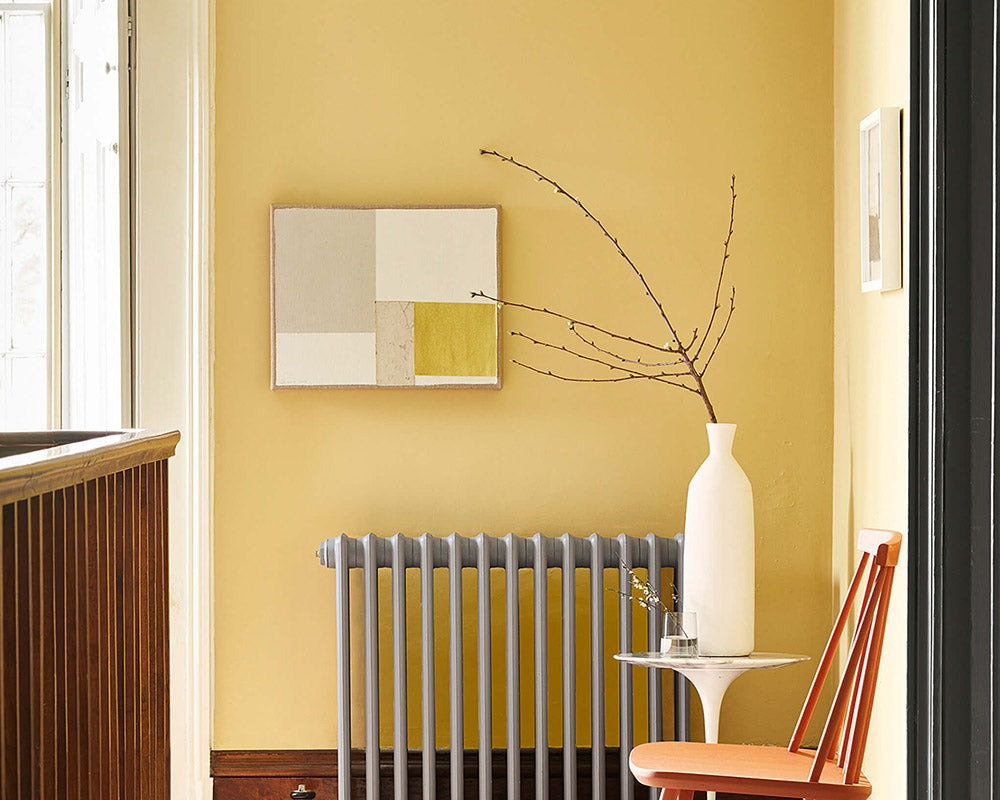 Little Greene Light Gold 53 Paint on walls in a hallway