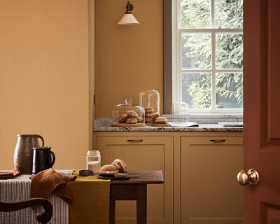 Bambolone 339 paint by Little Greene in a kitchen set up