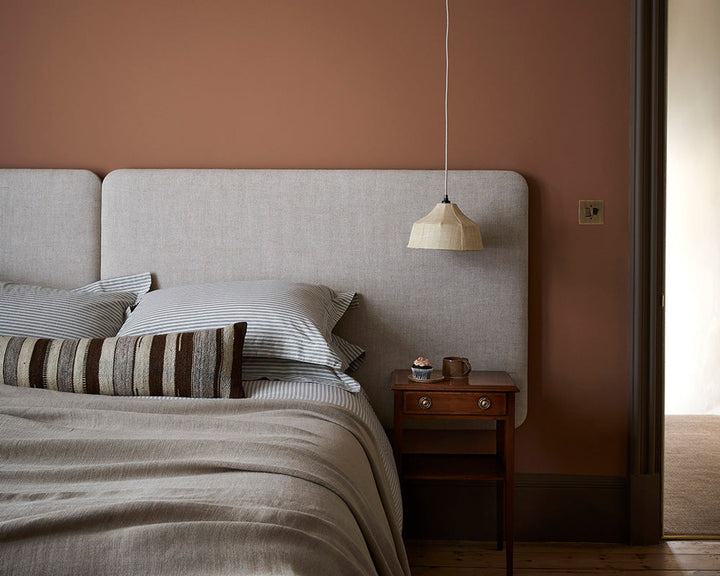 Split Pink 341 paint by Little Greene in a bedroom set up