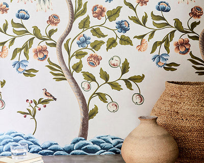 Little Greene Mandalay Wallpaper in a living room