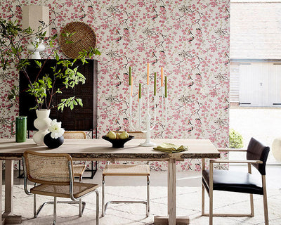 Little Greene Massingberd Blossom Wallpaper in a dining area