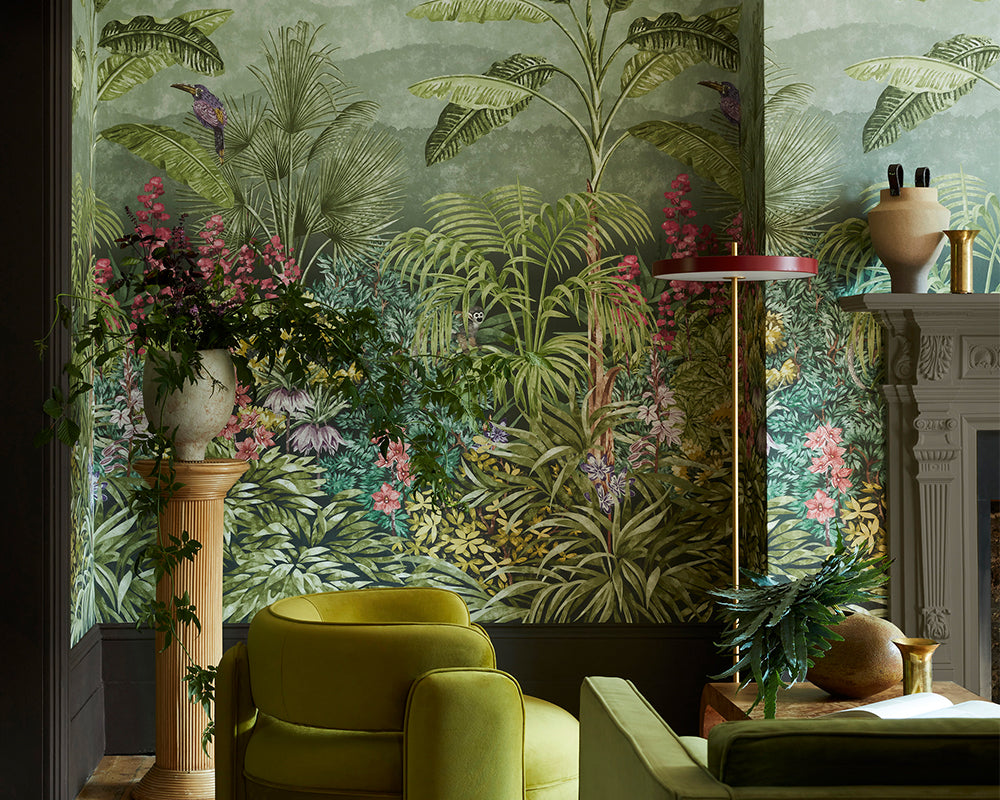 Little Greene capricorn Wallpaper in Boringdon in a living space