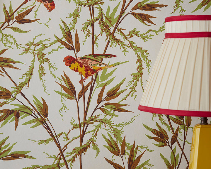 Little Greene Great Ormond Street Wallpaper in Galette in an office space close up