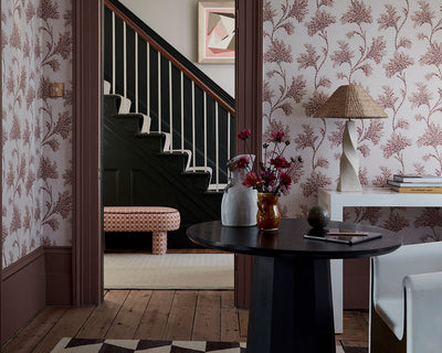 Little Greene Mosaic Trail Wallpaper in Blush in a living space