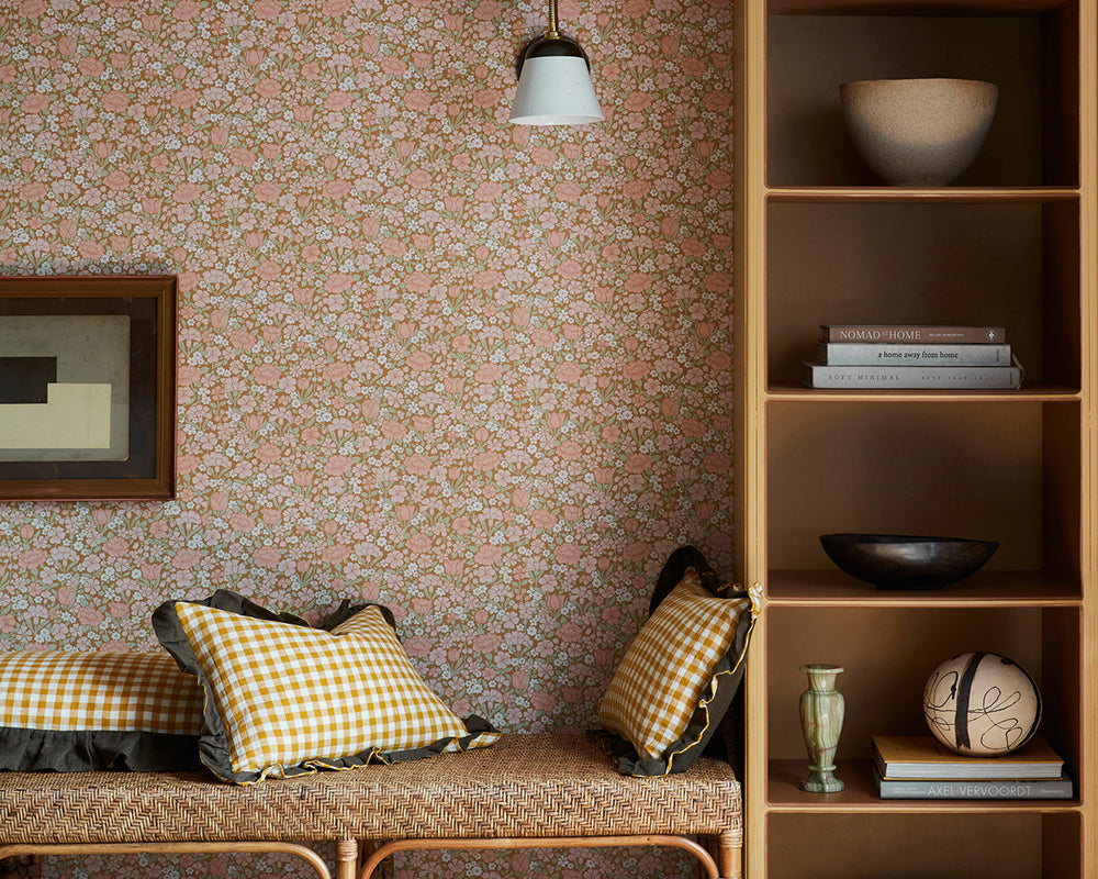 Little Greene Spring Flowers Wallpaper in Bambolone in a living space