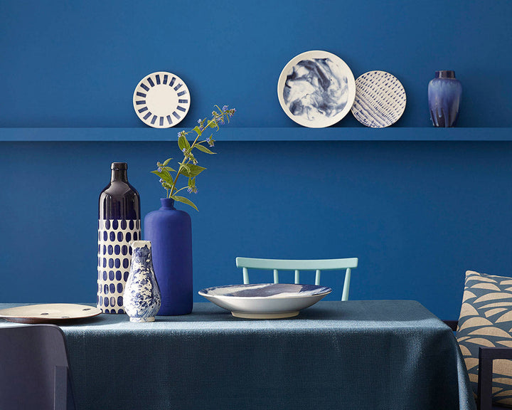 Little Greene Mazarine 256 Paint on a dining room wall