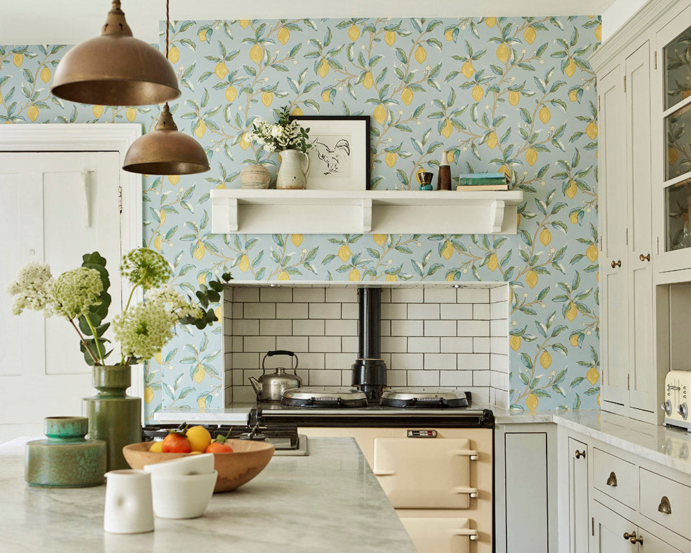 Morris & Co Lemon Tree Wallpaper in Room