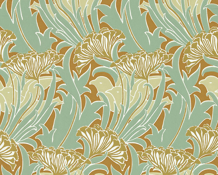 Morris & Co Laceflower Wallpaper in Tobacco & Pistachio