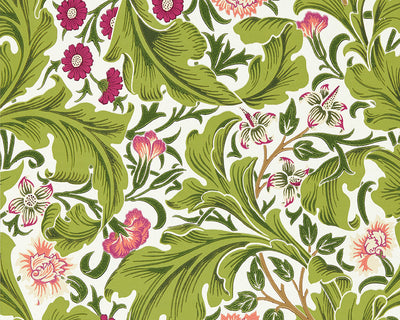 Morris & Co Leicester Wallpaper in Sour Green & Plum