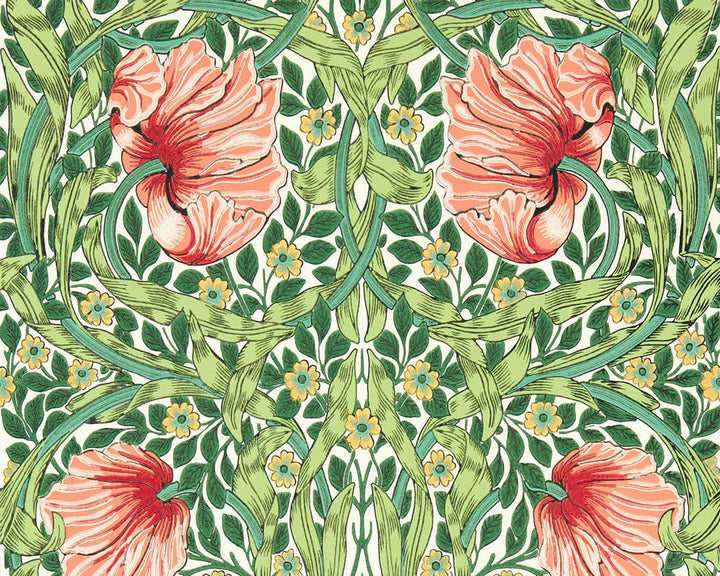 Morris & Co Pimpernel Wallpaper in Shamrock & Watermelon