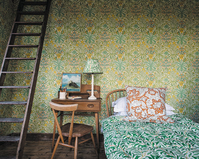 Morris & Co Woodland Weeds Wallpaper in Bedroom