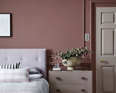 Little Greene Nether Red 315 Paint on a bedroom wall