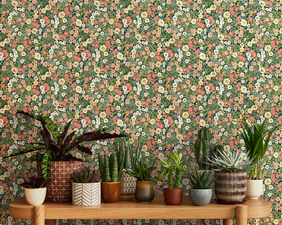 OHPOPSI Flora Ditsy Wallpaper in front of plants
