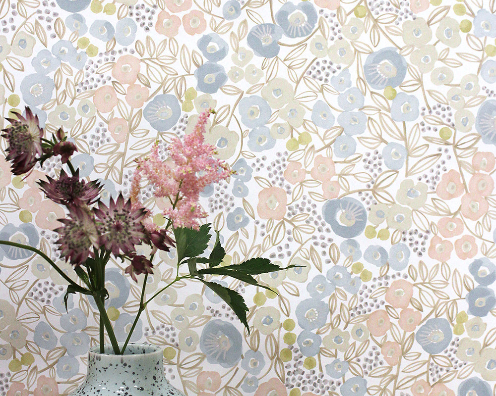 OHPOPSI Flora Ditsy Wallpaper as a feature wall