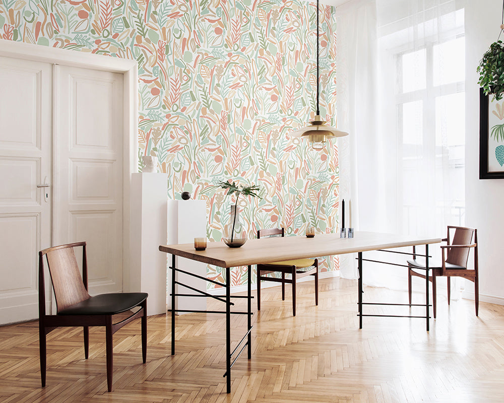 OHPOPSI Verdure Wallpaper in a dining room
