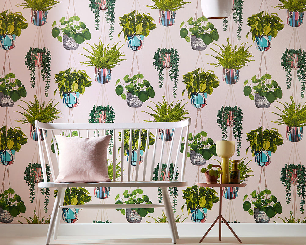 OHPOPSI Houseplant Wallpaper in a living space