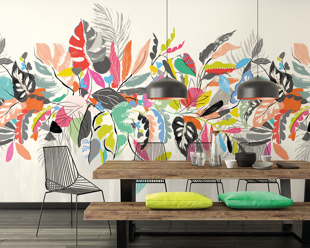 OHPOPSI Abstract Tropic Wallpaper as a feature wall